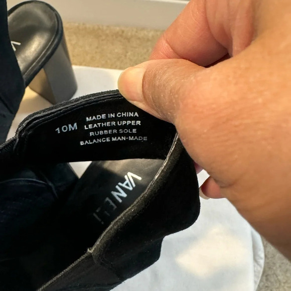 VANELi Womens Heeled Sandal, Black PERF Charm/Black Suede- Size 10 - Picture 9 of 14